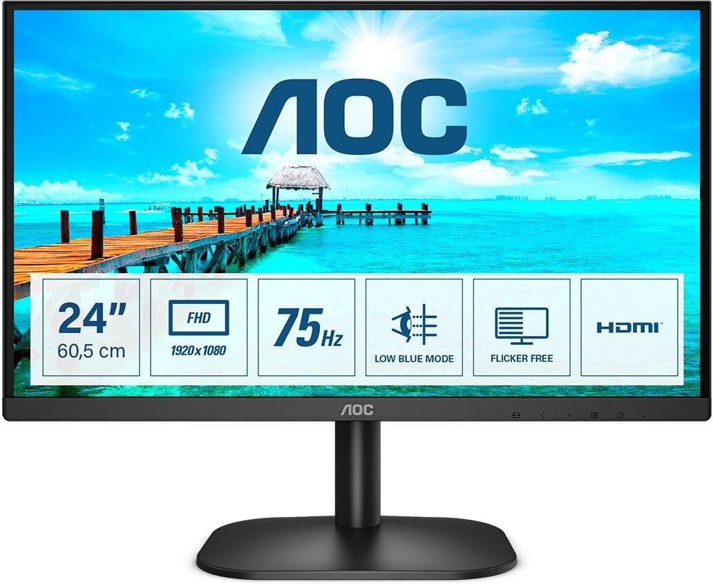 AOC B2 24B2XHM2 écran plat de PC 60,5 cm (23.8") 1920 x 1080 pixels Full HD LCD Noir Bleu azur