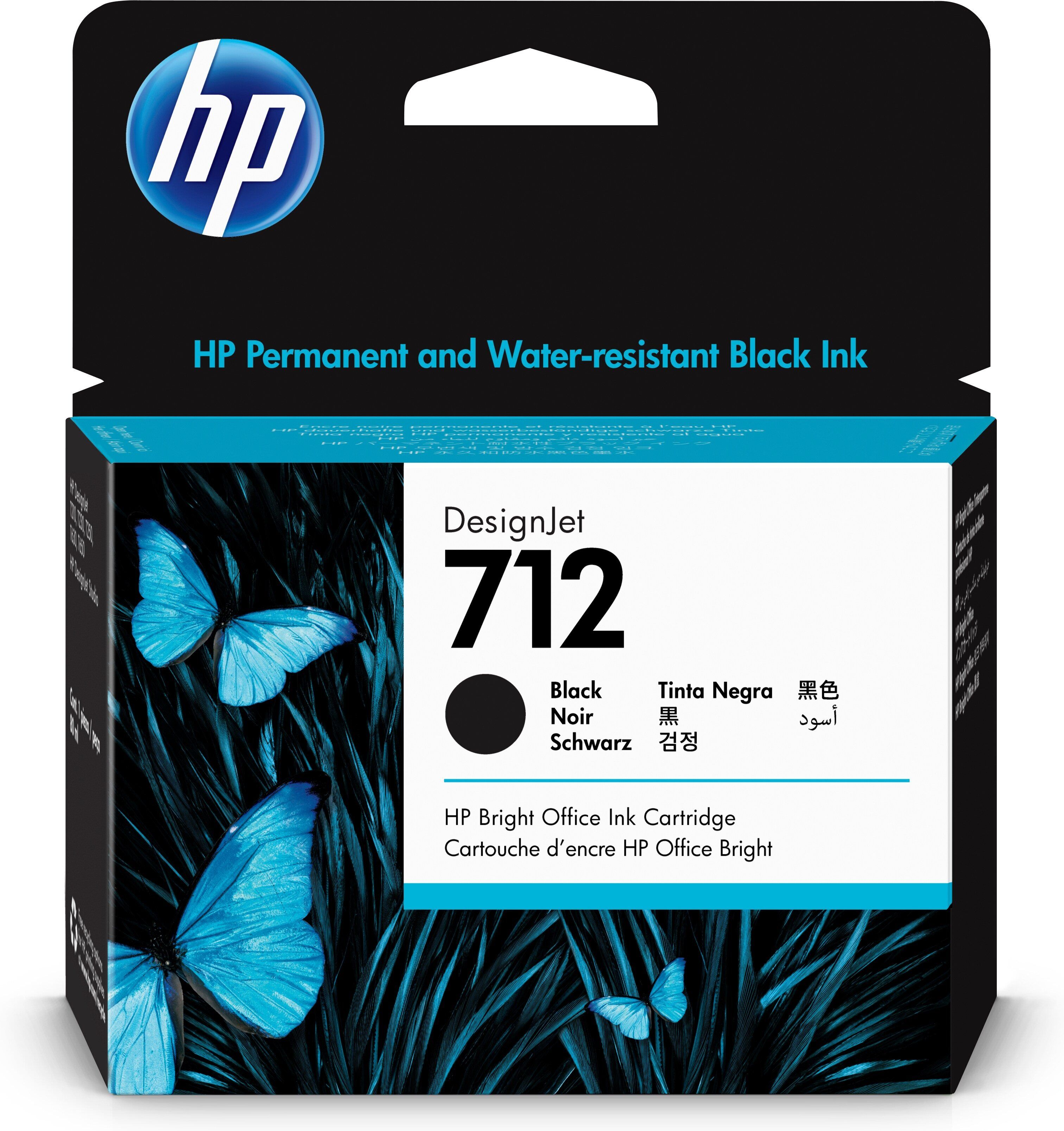 HP Cartouche d'encre DesignJet 712, noir, 80 ml