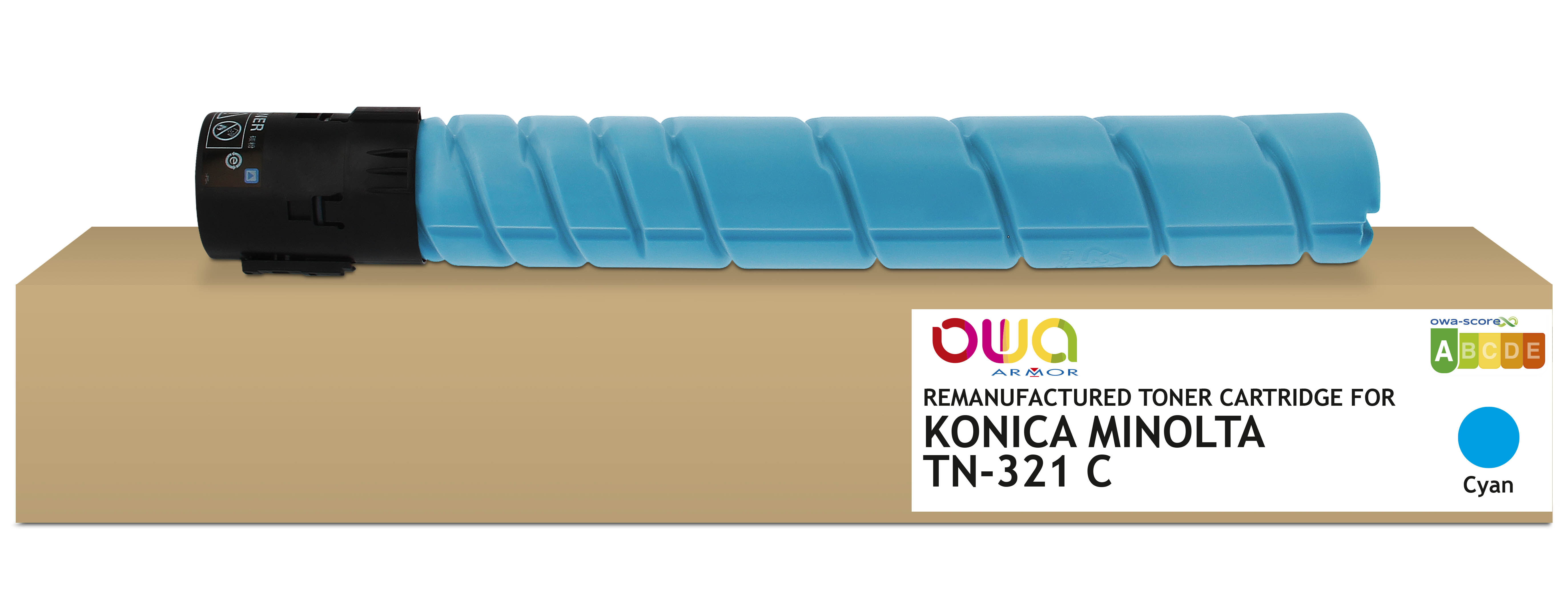 Toner remanufacturé OWA - standard - Cyan - pour KONICA MINOLTA TN-321 C, DEVELOP A33K4D0, OLIVETTI B1037, KONICA MINOLTA TN-321 C