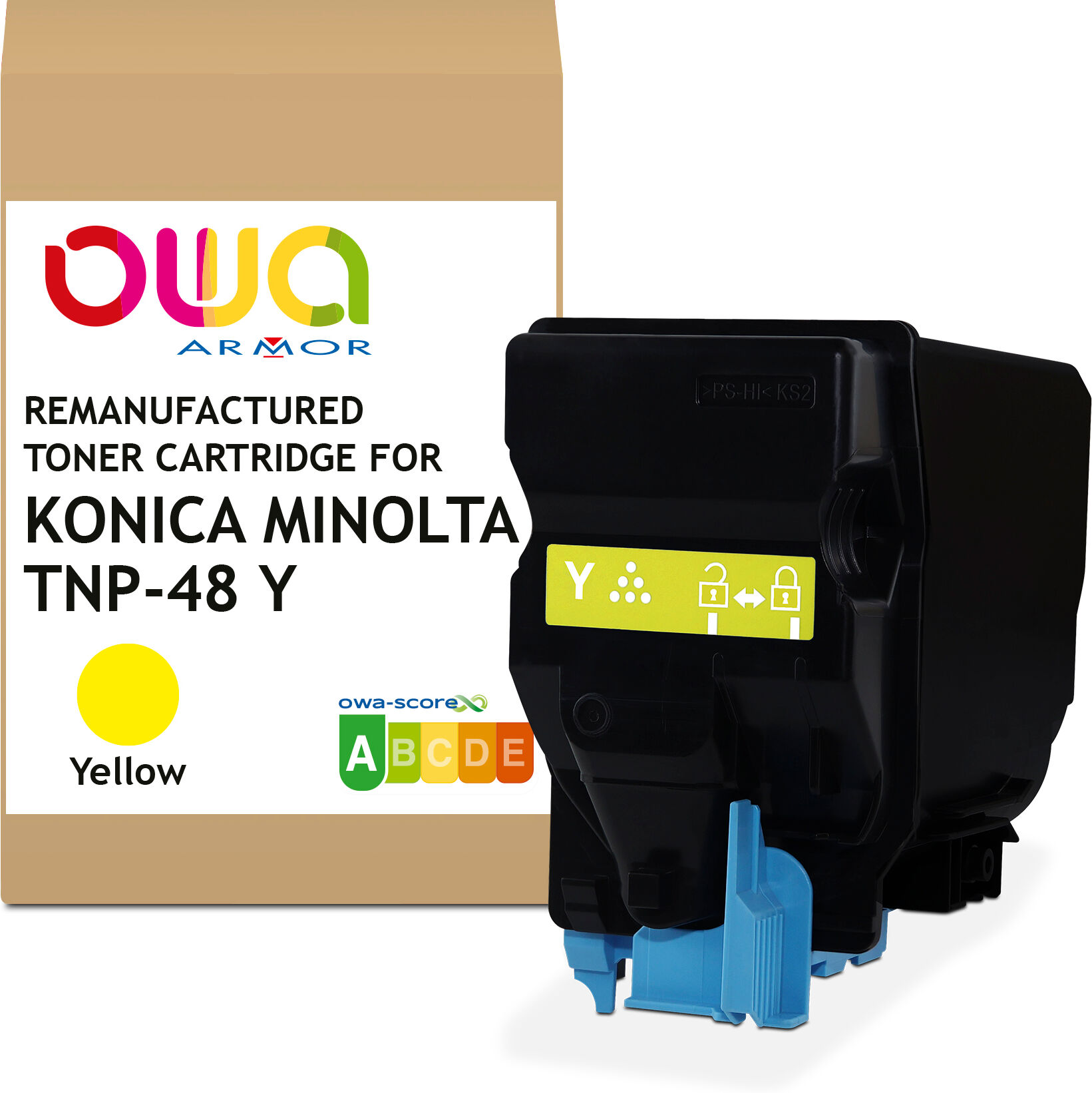 Toner remanufacturé OWA - standard - Jaune - pour KONICA MINOLTA TNP-48 Y, TNP-49 Y, DEVELOP TNP-48 Y, TNP-49 Y