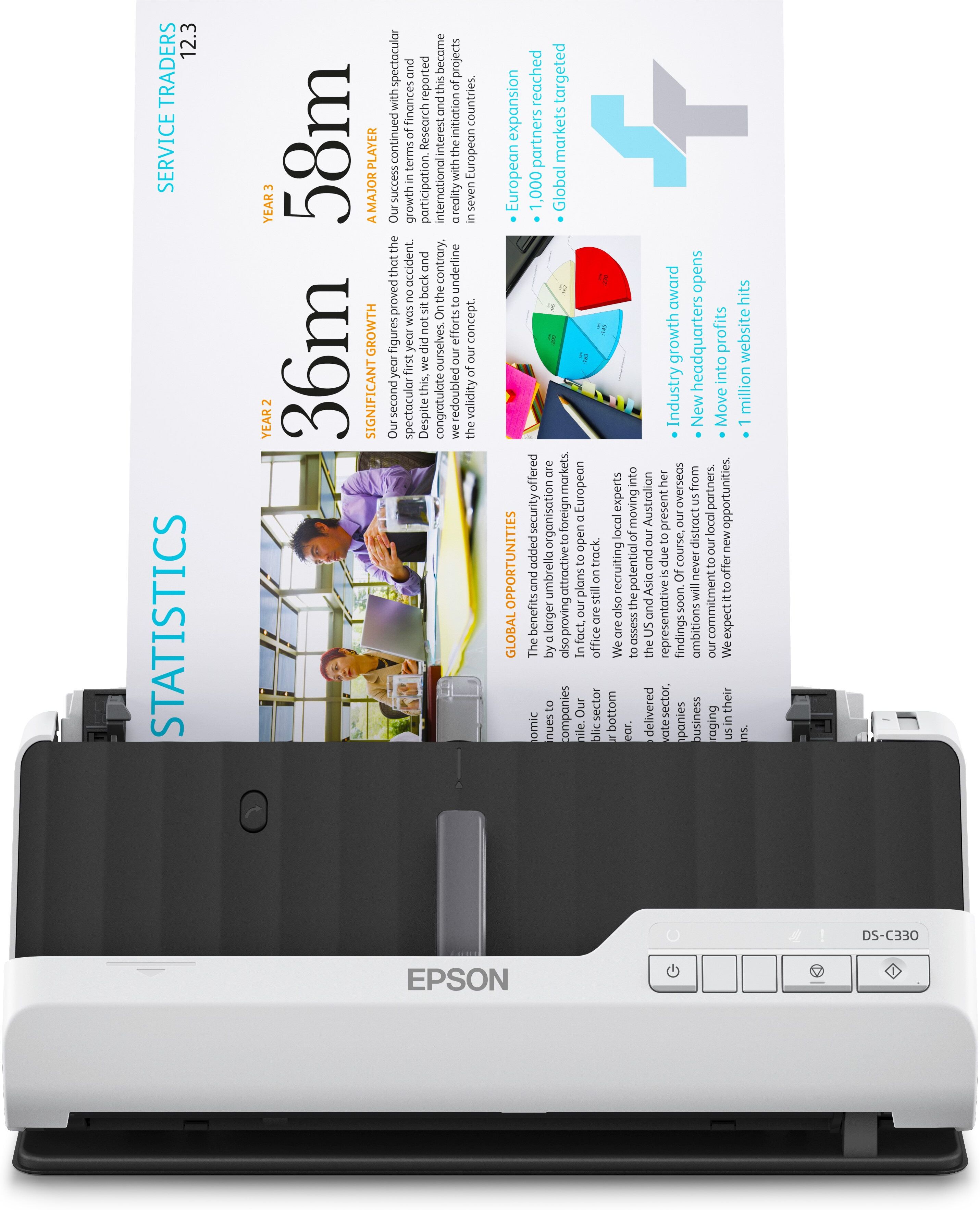 Epson DS-C330 Chargeur automatique de documents + Scanner à feuille 600 x 600 DPI A4 Noir, Blanc