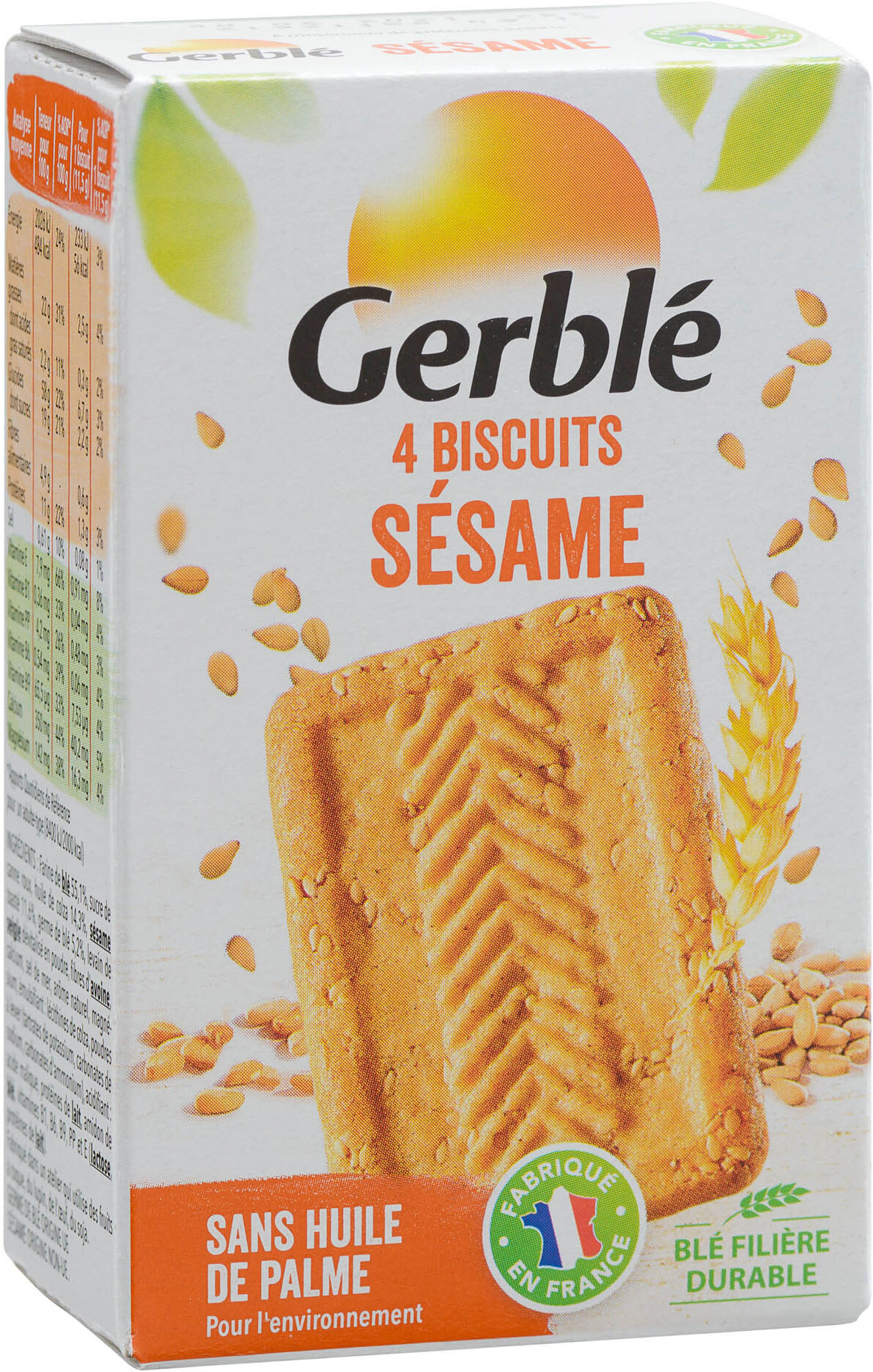 Biscuits au sésame Gerblé x 4 - Paquet de 46 g - Lot de 18