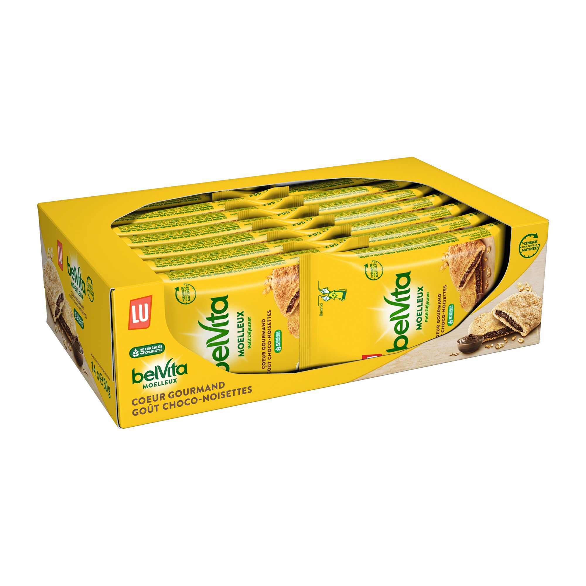 Lu Biscuit Belvita Le Moelleux Choco Noisettes - Format poche 50 g - Lot de 14 Noir