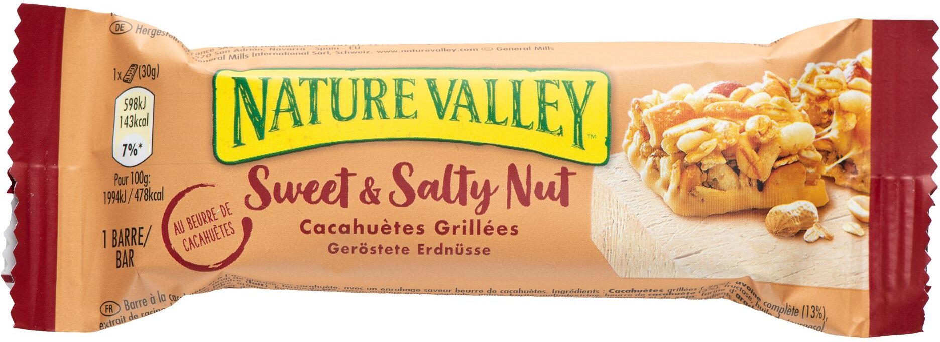 Barre Sweet & salty nut Nature Valley - 30 g - Lot de 18 Blanc