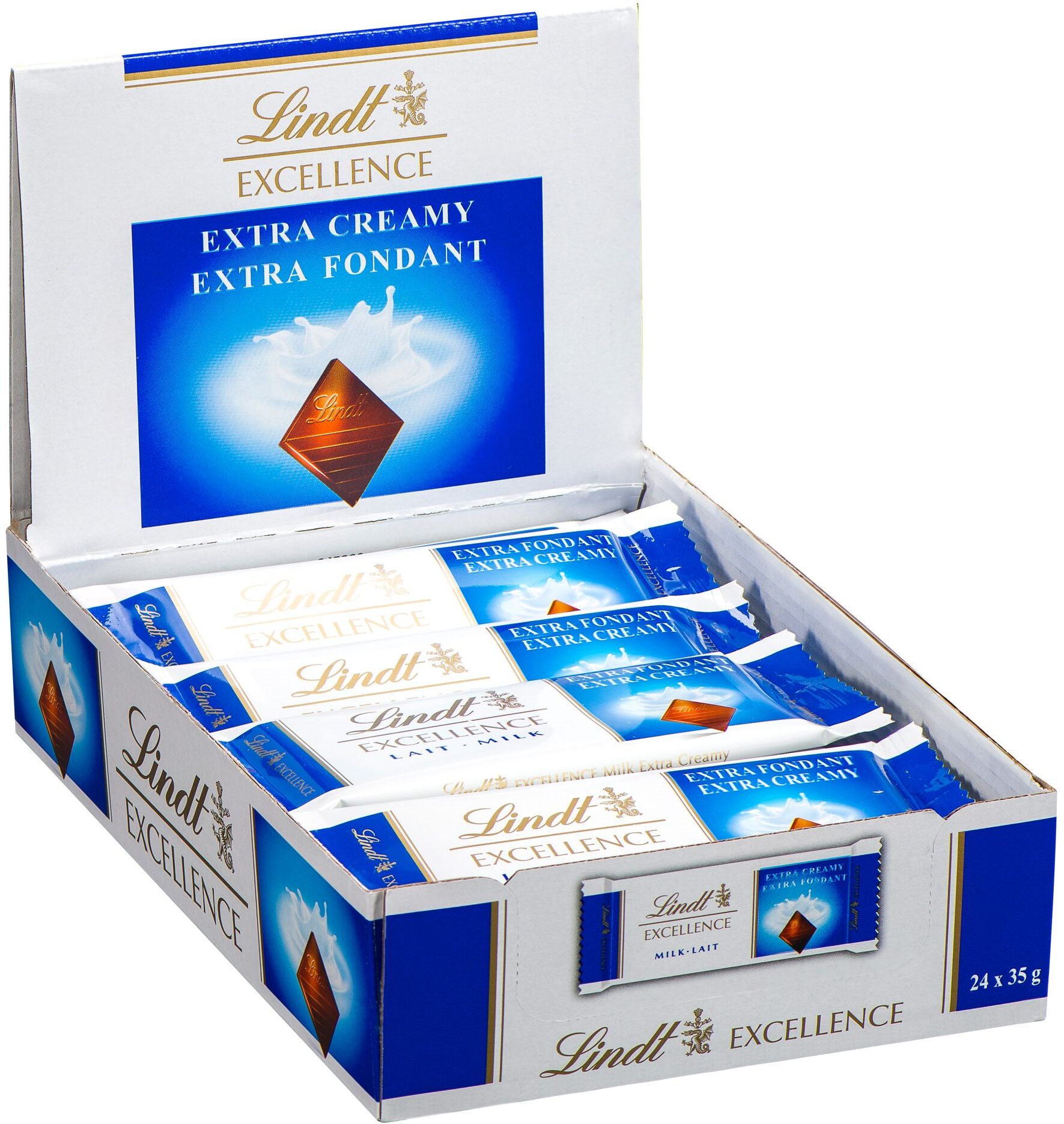 Mini tablette chocolat lait Excellence Lindt - 35 g - Lot de 48