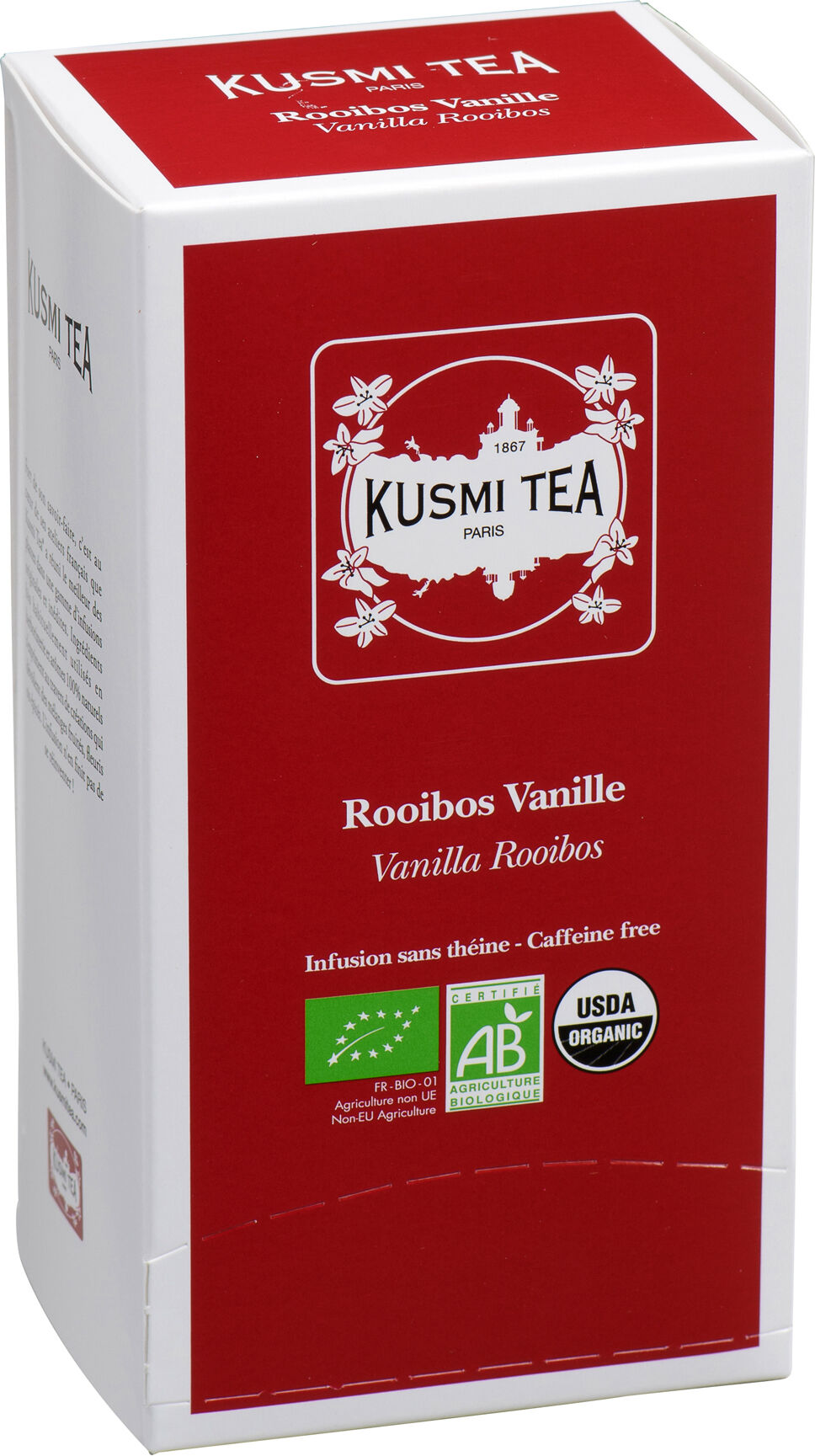 Infusion Rooibos vanille Bio Kusmi Tea - Boîte de 25 sachets