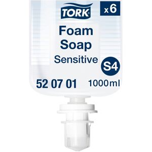 Tork Savon mousse Tork Peaux sensibles, pour distributeur S4 - Cartouche de 1 L - Lot de 6