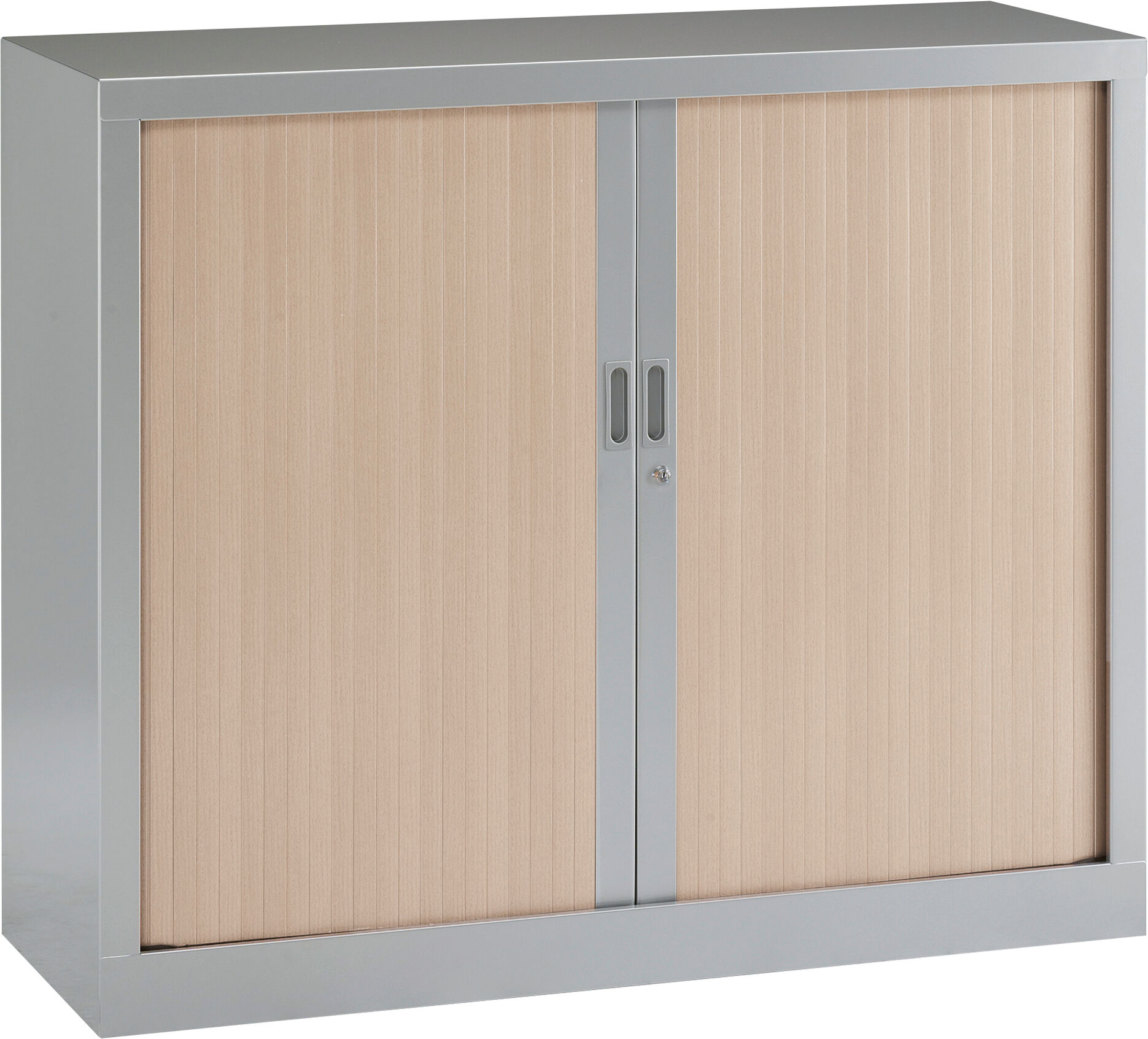 Vinco Armoire basse à rideaux monobloc Généric 100 x 120 cm alu- chêne clair Chêne