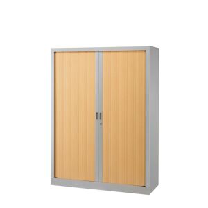 Armoire haute métal monobloc corps aluminium H 160 x L 120 cm à rideaux non feu Anthracite