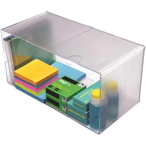 Deflecto Cube Double Transparent en polystyrène, système modulable - Dim. : L30,5 x H15,3 x P15,3 cm