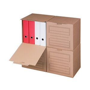 smartboxpro Conteneur d'archives, couvercle frontal, marron - Lot de 5