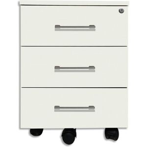 Caisson mobile EMMA 3 tiroirs largeur 56 cm, hauteur 42 cm, profondeur 59 cm livre monte coloris Blanc