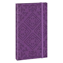 Aïda, Pense bête 9,5 x 16 cm, 3 blocs de 50 feuillets détachables, couverture en simili cuir, fermeture élastique, avec un crayon - Violet - Lot de 4