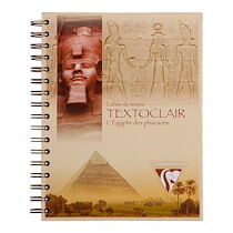 Clairefontaine Cahier de textes Textoclair Egypte reliure intégrale 17x22cm 182 pages grands carreaux - motif imprimé - Lot de 5