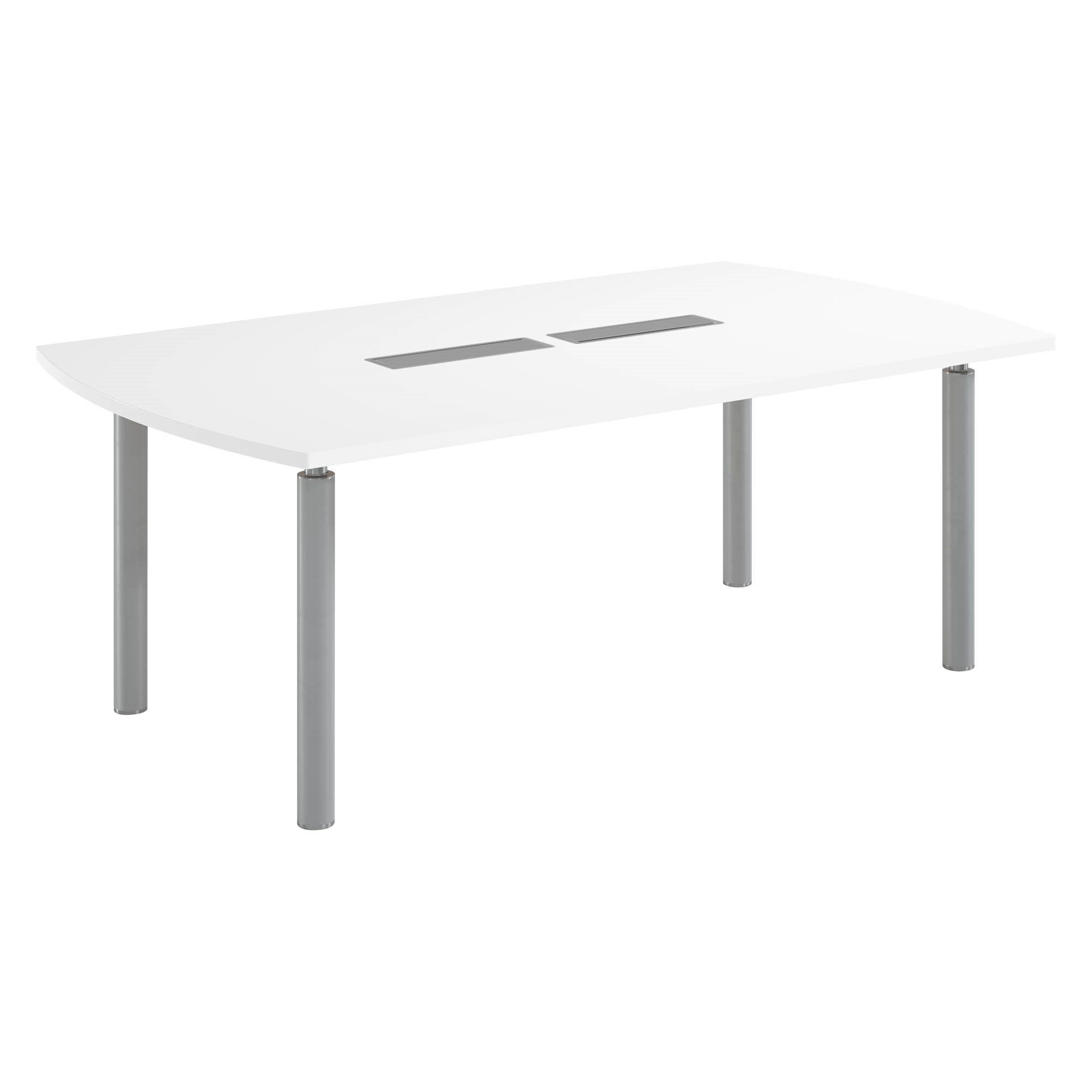Table tonneau plateau blanc 8 personnes L 200 x P 115 cm - Frégate - piétement aluminium