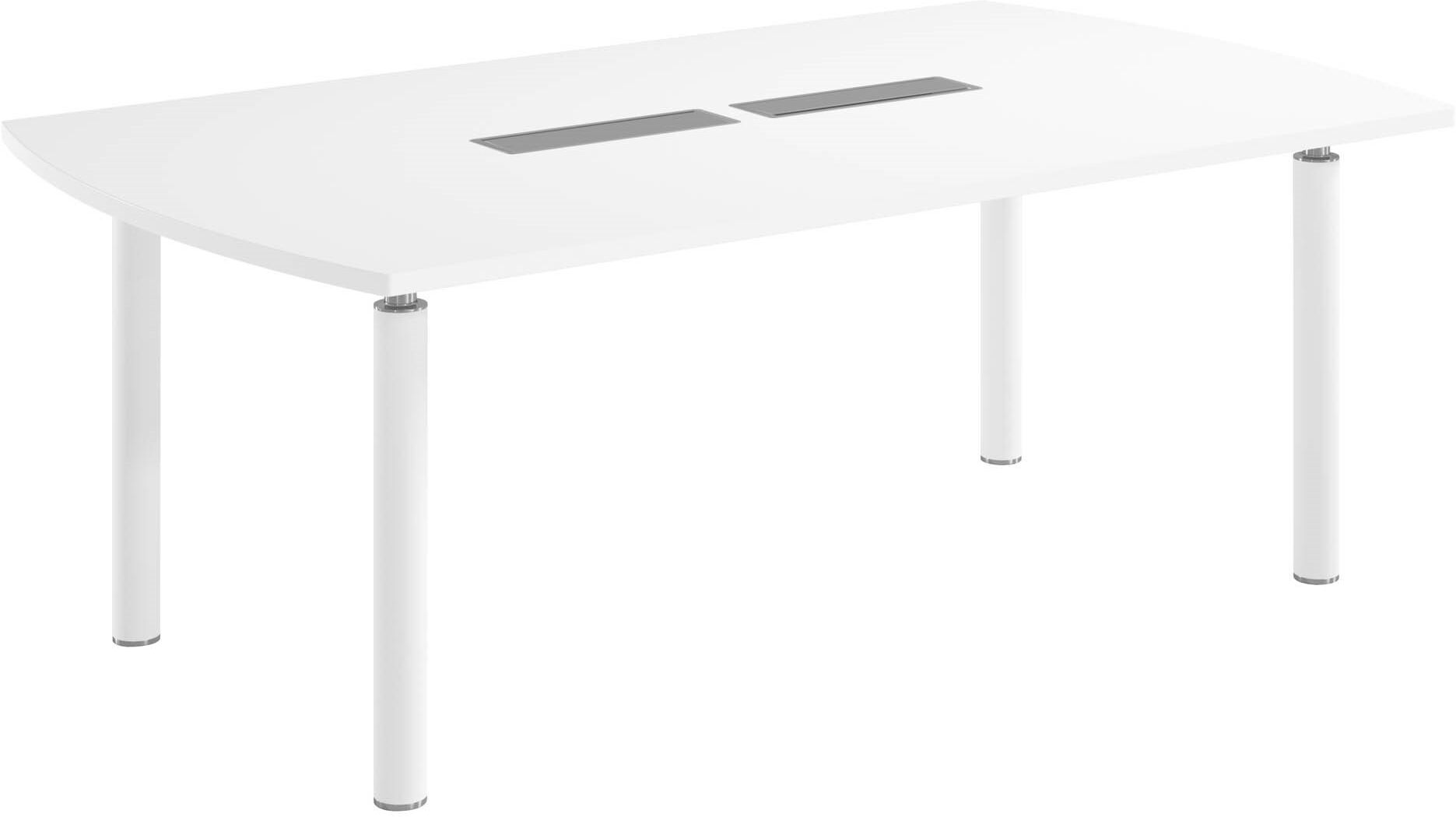 Table tonneau plateau blanc 8 personnes L 200 x P 115 cm - Frégate - piétement blanc