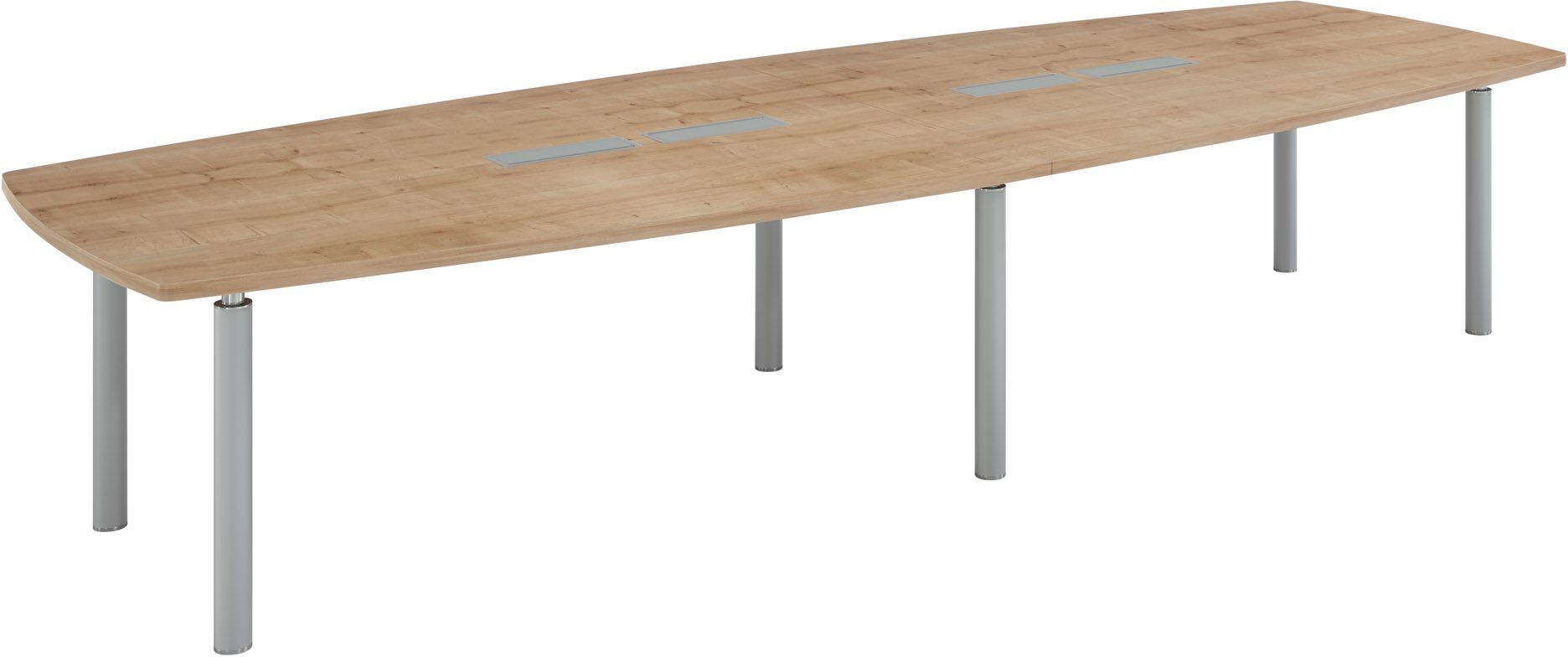 Table modulable Frégate 14 personnes chêne naturel piétement aluminium Blanc