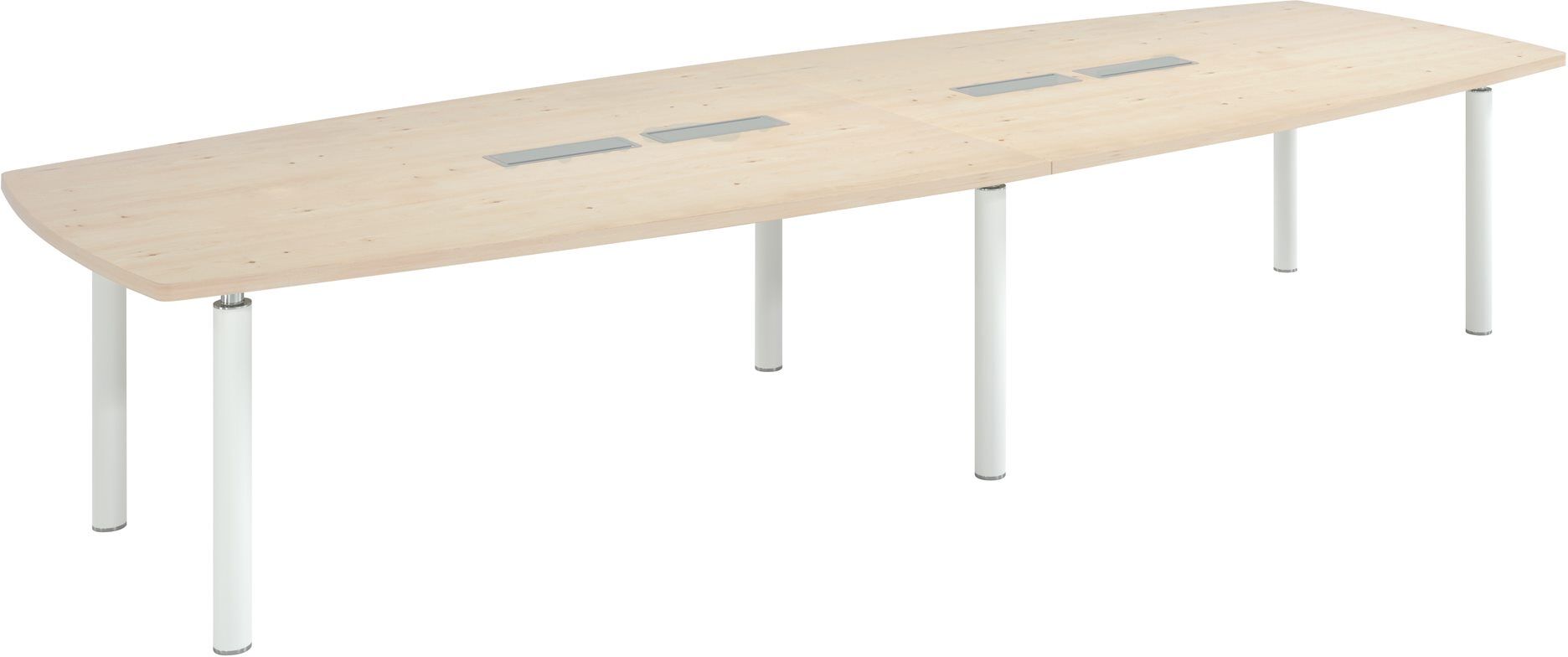 Table modulable Frégate 14 personnes peuplier piétement blanc Aluminium