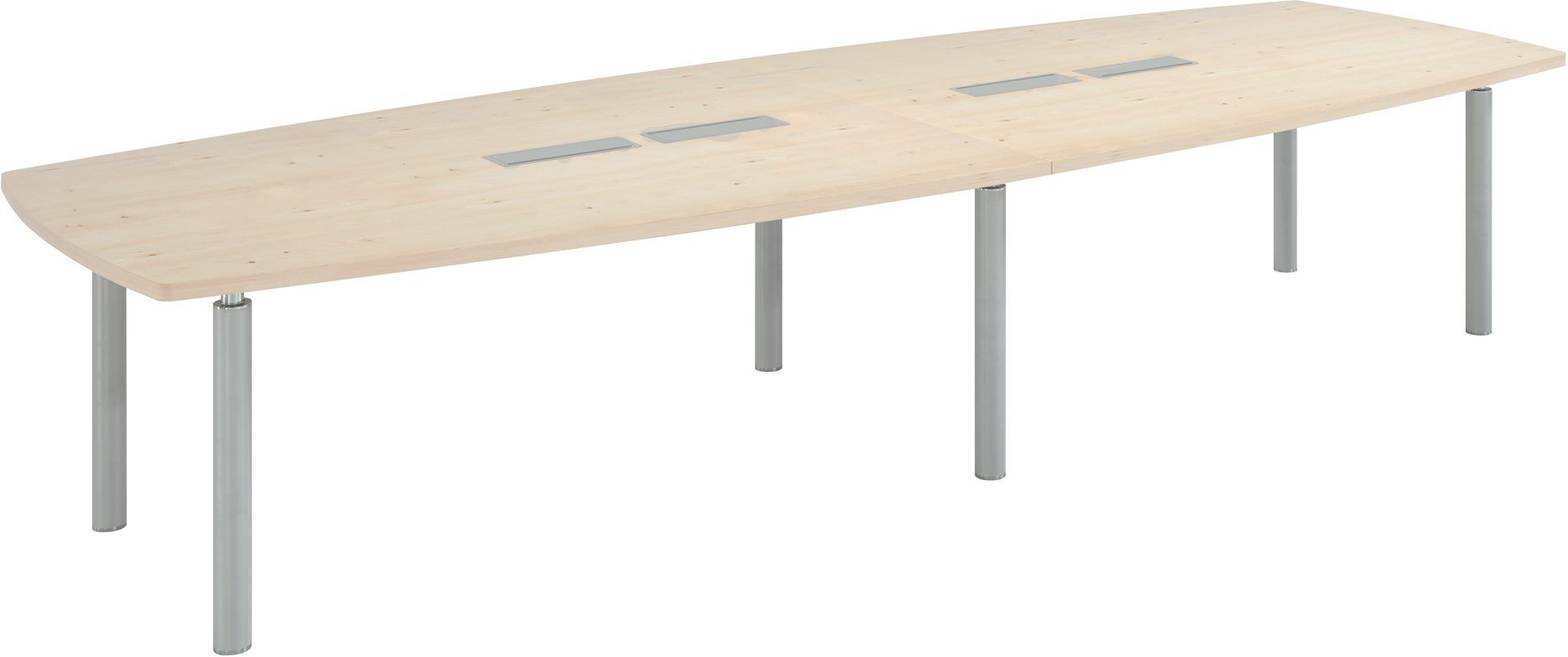 Table modulable Frégate 14 personnes peuplier piétement aluminium Chêne clair