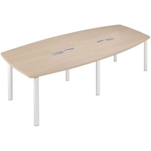 Clen Table modulaire plateau chêne 10 personnes L 280 x P 140 cm - Frégate - piétement blanc Bleu marine