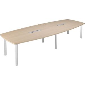 Clen Table modulaire plateau chêne 14 personnes L 380 x P 140 cm - Frégate - piétement aluminium Bleu