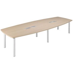 Clen Table modulaire plateau chêne 14 personnes L 380 x P 140 cm - Frégate - piétement blanc Noir