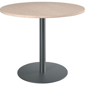 Table ronde 100 cm plateau chêne clair piètement colonne anthracite Essens