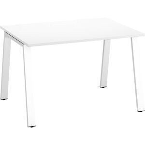 Bureau droit individuel blanc 120 x 80 cm, piétement métal blanc - Arch