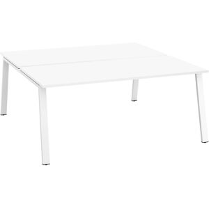 Pôle de 2 bureaux droits blanc L 180 x P 80 cm piétement métal blanc - Arch Noir