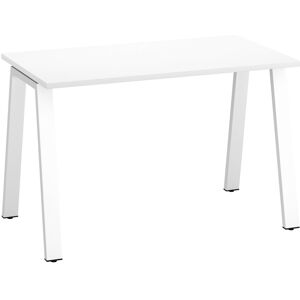 Bureau droit individuel blanc 120 x 60 cm, piétement métal blanc - Arch Anthracite