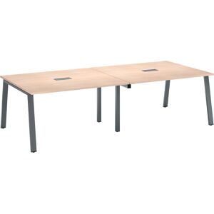 Extension table de réunion chêne clair L 140 x P 126 cm - piétement métal anthracite - Arch Blanc