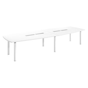 Table tonneau plateau blanc 14 personnes L 380 x P 140 cm - Frégate - piétement blanc