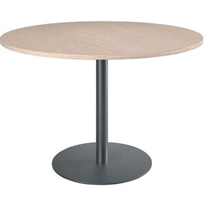 Table ronde 120 cm plateau hêtre piètement colonne anthracite Essens Blanc