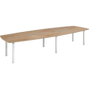 Table modulable Frégate 14 personnes chêne naturel piétement blanc Vert