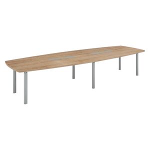 Table modulable Frégate 14 personnes chêne naturel piétement aluminium Rouge