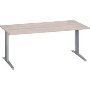 Bureau droit chêne gris L 180 cm piètement métal plus aluminium Essens