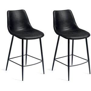 LUISINA Tabouret OSCAR HAUTEUR PLAN NOIR - Lot de 2