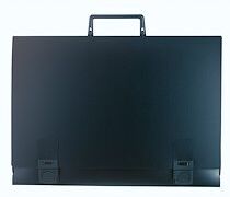 Exacompta Valisette arts graphiques à poignée Dos 26 mm polypropylène rigide 12/10e - Pour format 1/2 raisin - Noir - Lot de 2 Exacompta Valisette arts graphiques à poignée Dos 26 mm polypropylène rigide 12/10e - Pour format 1/2 raisin - Noir - Lot de 2