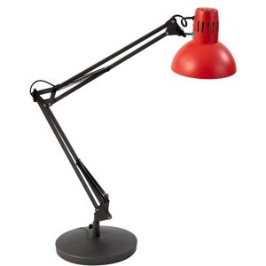 Alba Lampe LED Archicolor métal Rouge, pince étau + ampoule. Tête D16,5 cm, bras 42+39 cm, socle D20 cm