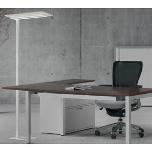 Unilux Lampadaire led Unilux double éclairage ergonomique écologique avec panneau acoustique en pet recyclé nexus blanc beige