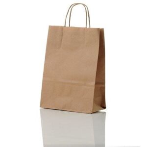 Bong Boîte 250 sacs poignées torsadées kraft naturel 100%, format 18,4 x 24 x 8 cm, Couleur Naturel