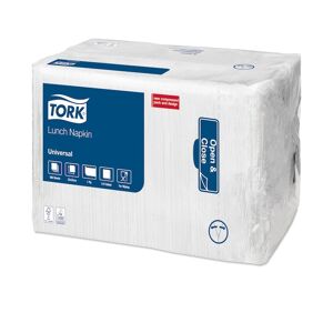 Tork Paquet de 500 Serviettes de table 1 pli Blanches - Format 33 x 33 cm - Lot de 2