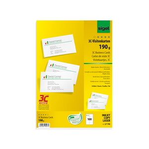 Sigel Cartes de visite, 85 x 55 mm, 225 g/m2, extra blanc