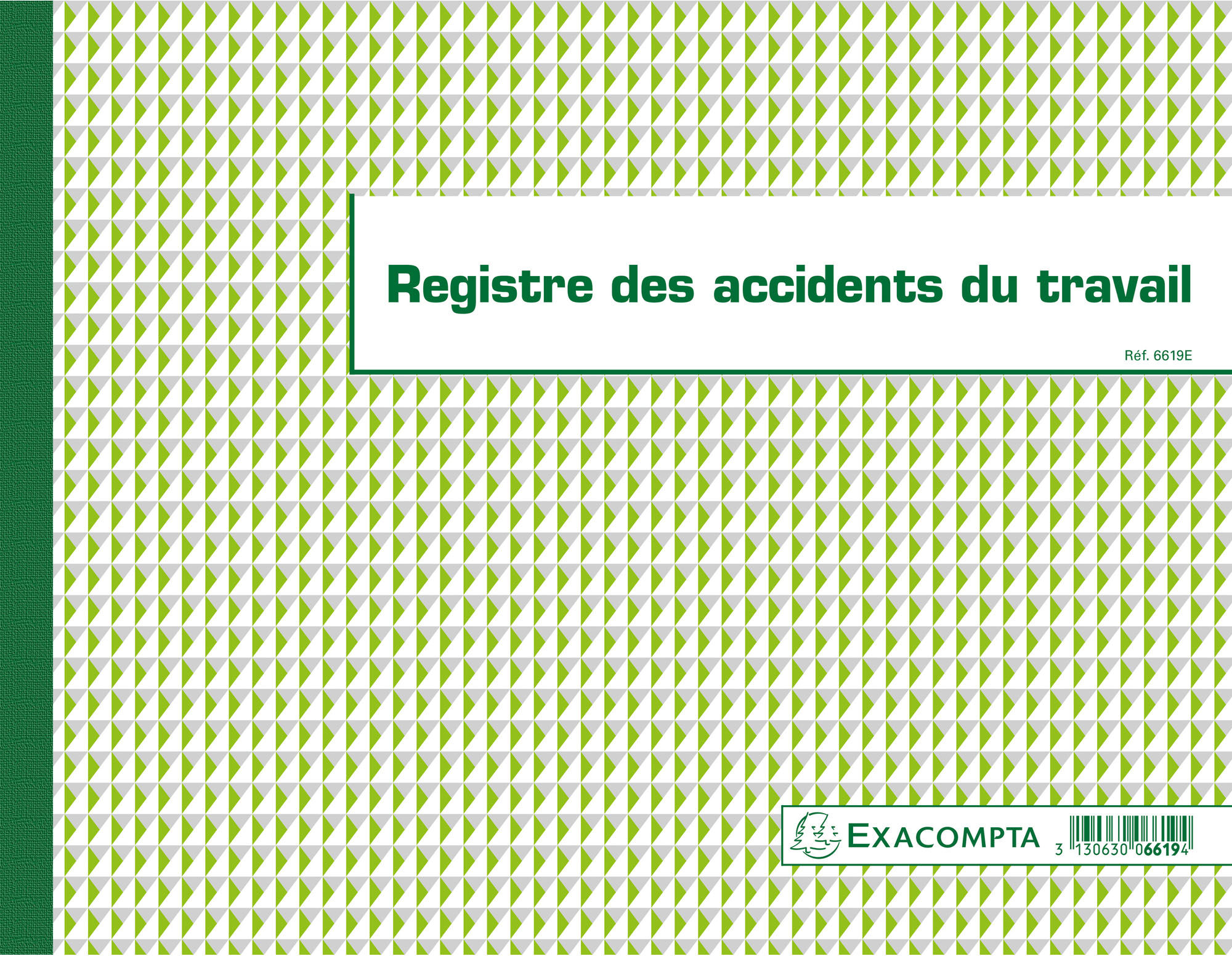 Registre piqûre accidents du travail Exacompta 6619E Vert