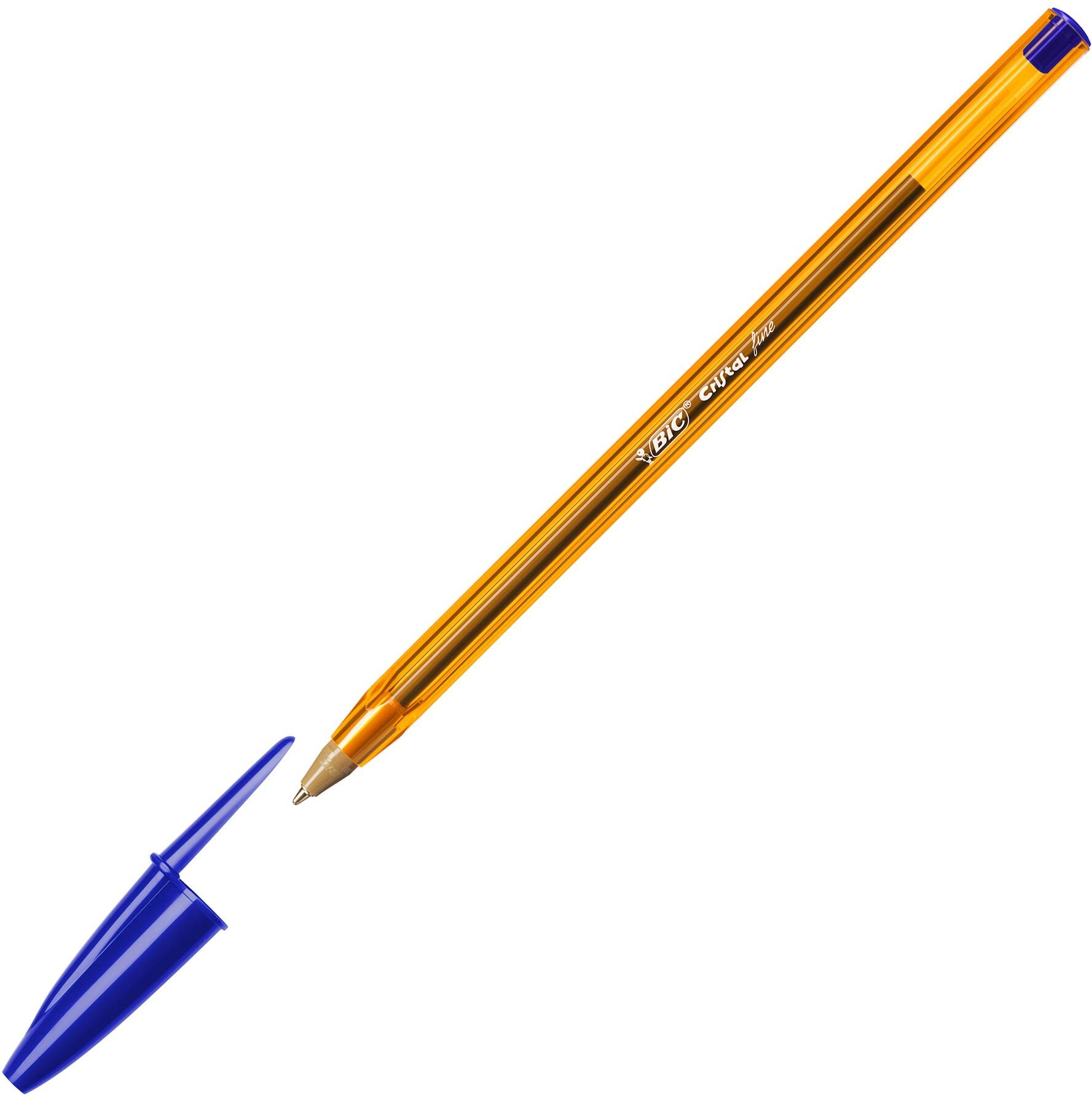 Stylo bille Bic Cristal Original Fine à capuchon pointe 0,8 mm - écriture fine - bleu - Lot de 50