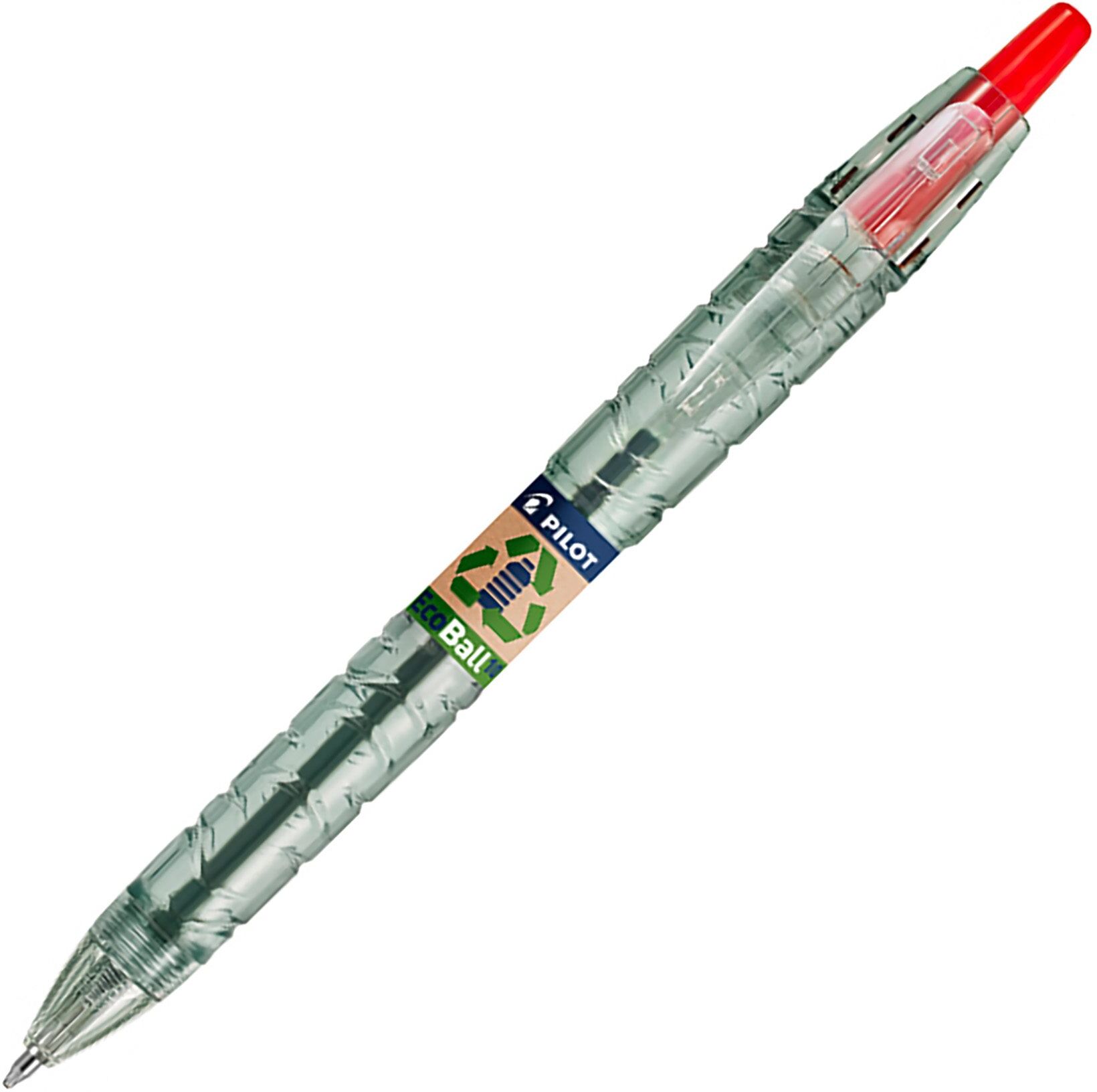 Stylo bille rouge Pilot B2P Ecoball rétractable pointe 1 mm Chêne gris