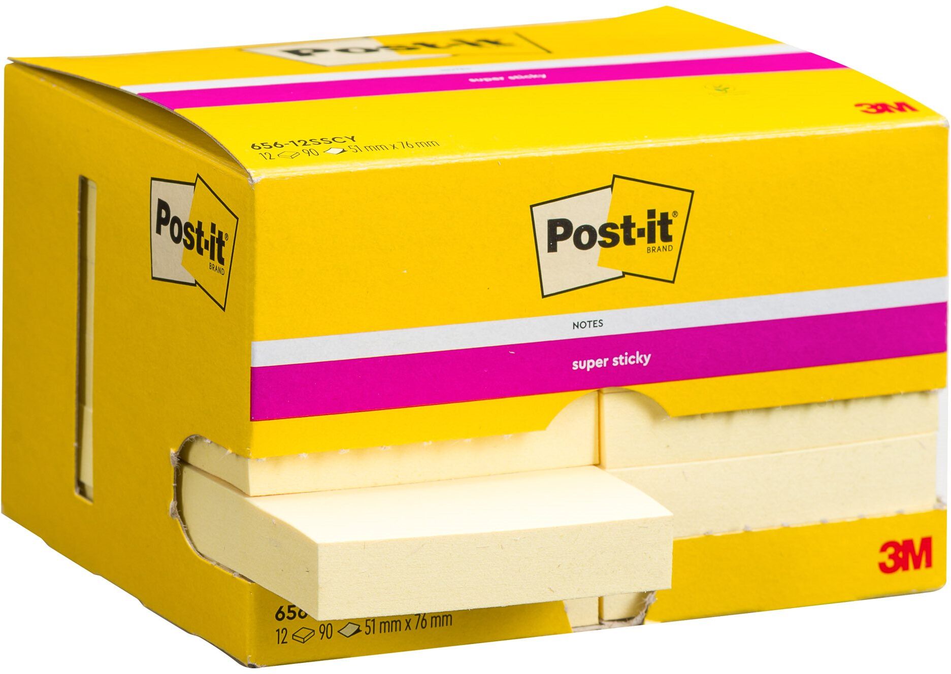 Notes jaunes Super Sticky Post-it - Bloc de 90 feuilles - Lot de 12