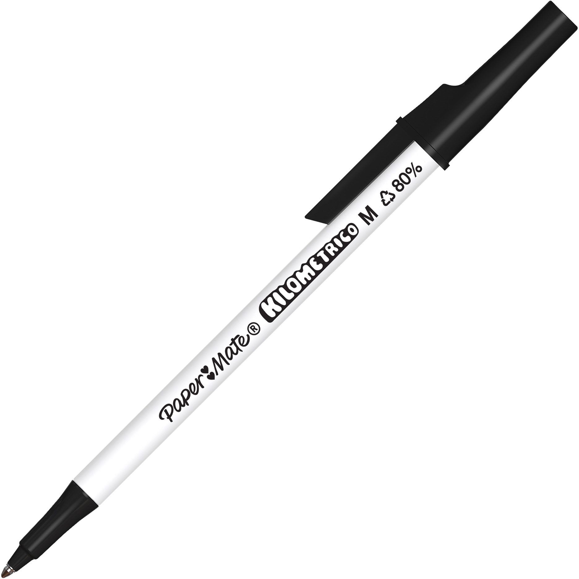 Stylo bille Papermate Kilometrico à capuchon pointe 1 mm - écriture moyenne - noir - Lot de 50 45