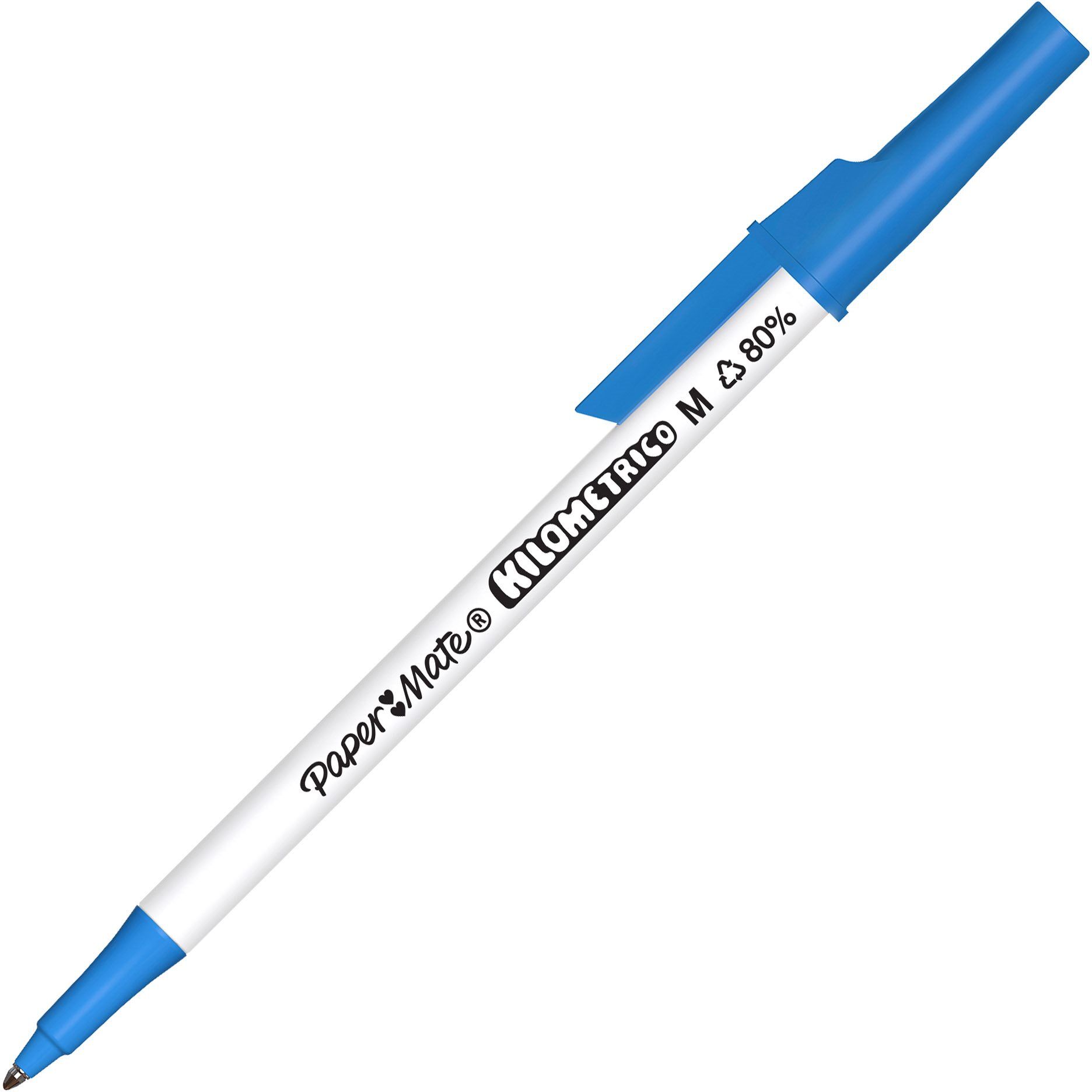 Stylo bille Papermate Kilometrico à capuchon pointe 1 mm - écriture moyenne - bleu - Lot de 50