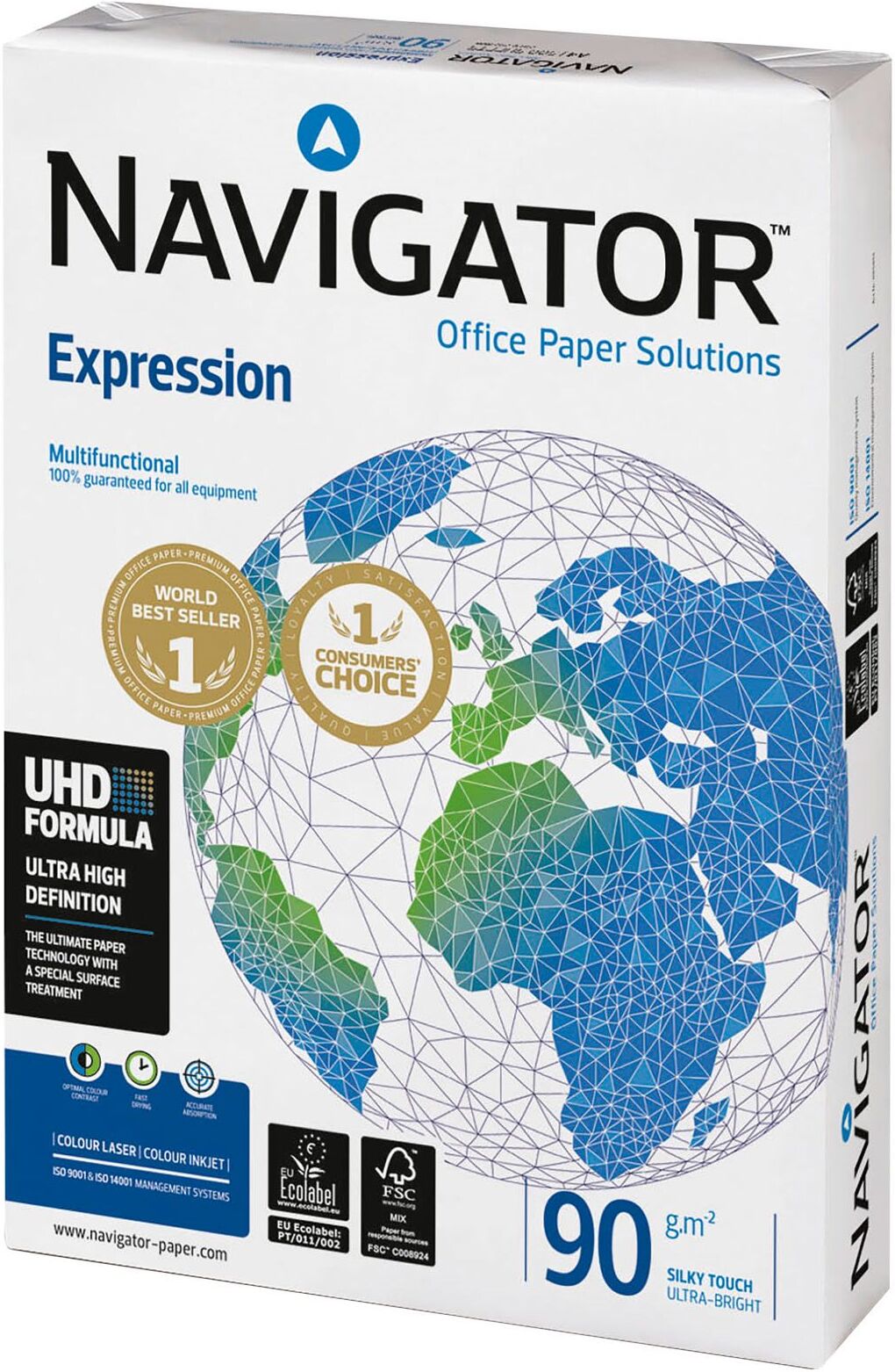 Papier A4 blanc 90 g Navigator Expression - Ramette 500 feuilles - Lot de 5